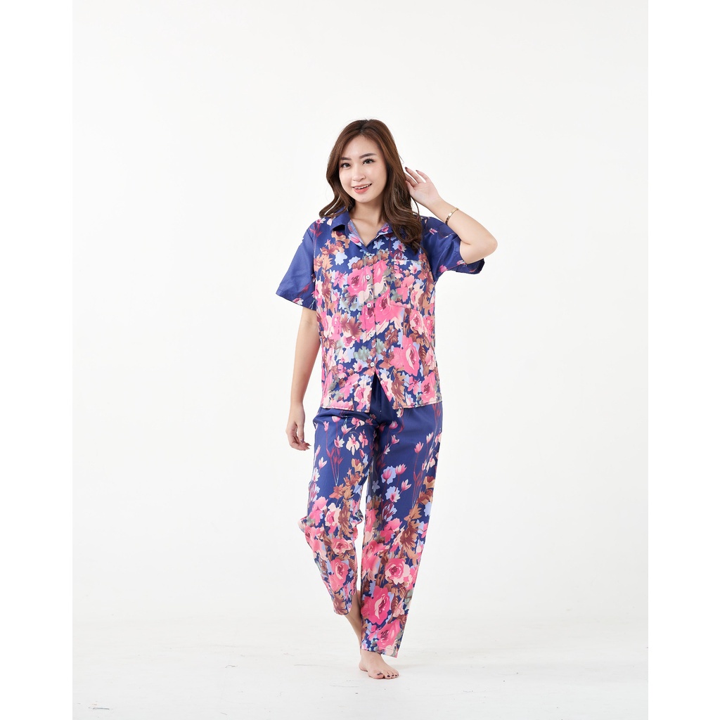 IZANY Piyama Dewasa CP size EROR saten apple-ROSE 3D NAVY