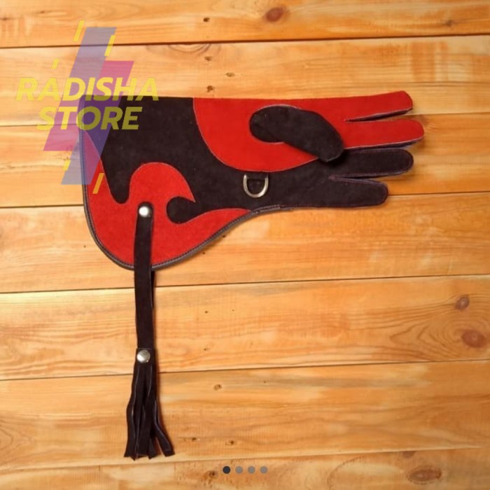 glove burung hantu elang kulit tebal - Merah Hitam