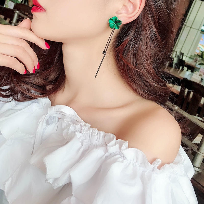 925 Super fairy bunga rumbai anting-anting Korea fashion style musim panas yang panjang anting-antin