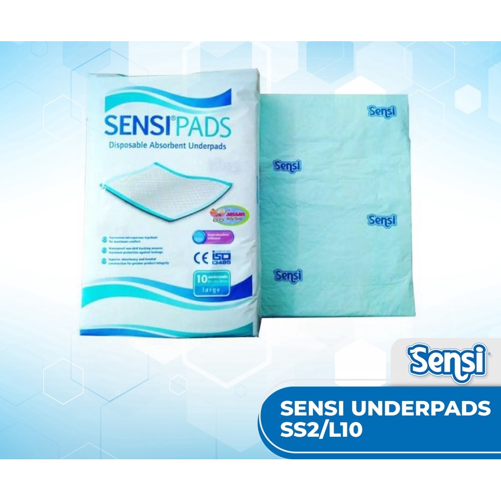 SENSI PADS Disposable Underpads isi 10 Pcs 60 x 90 CM (Size L) / Underpad Sensi