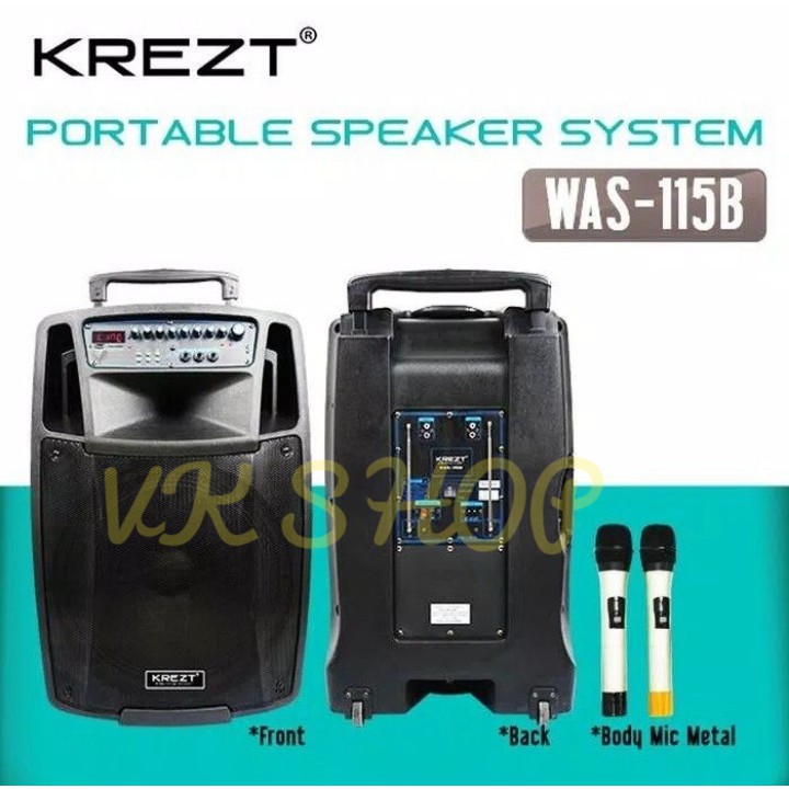 Speaker Portable meeting wireless krezt 115b 15inch Original