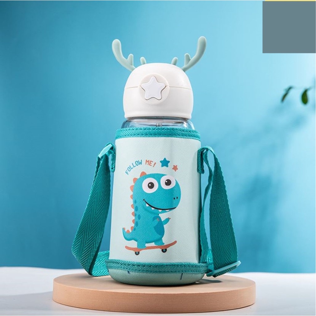 BOTOL MINUM ANAK SEDOTAN FREE POUCH / botol sedotan TANDUK RUSA sarung