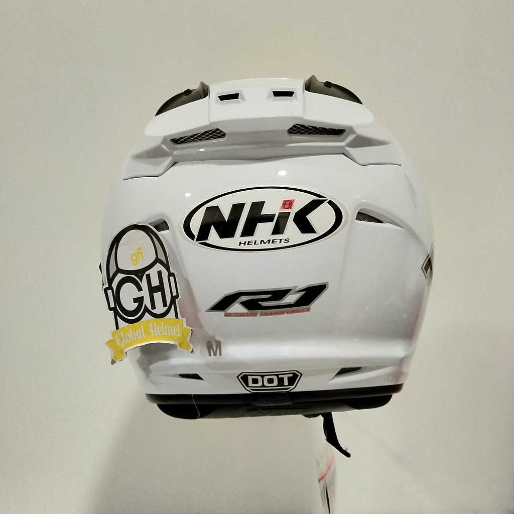 HELM NHK R1 WHITE NHK R-1 POLOS SOLID WHITE DOUBLE VISOR