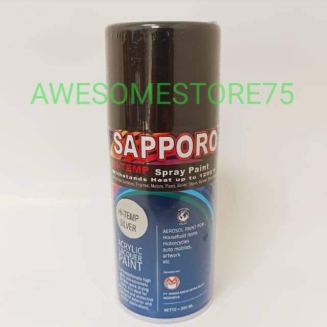 SAPPORO HI TEMP SILVER Tahan Panas Perak Cat Semprot Pilox Pylox High Temp