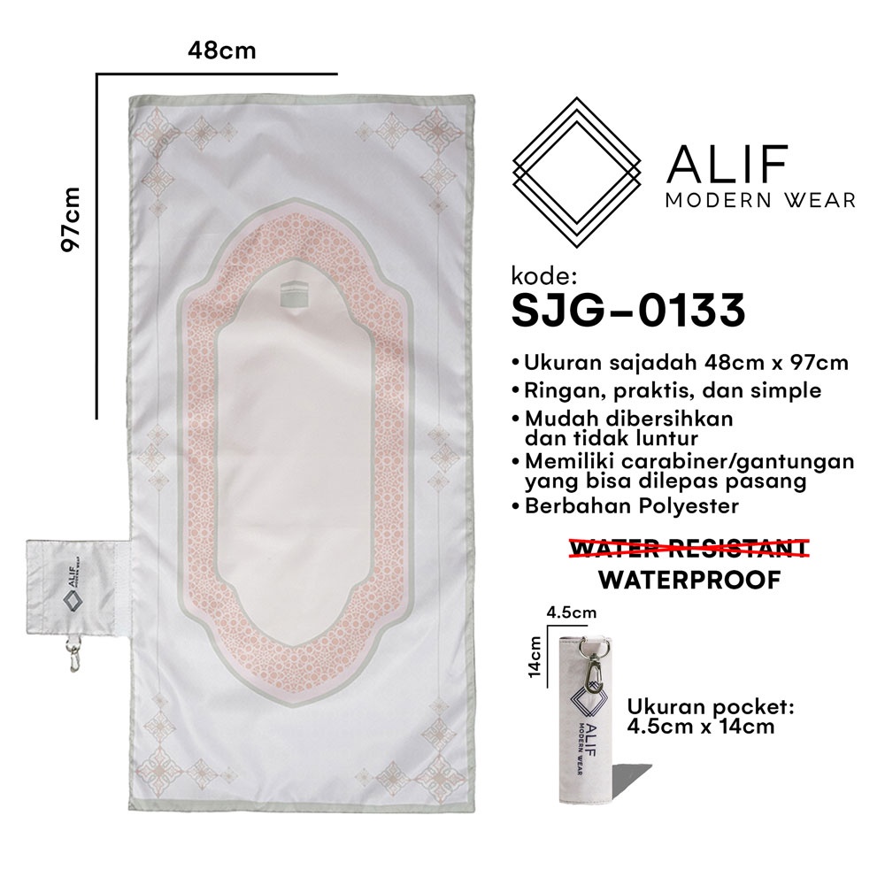 ALIF SAJADAH GENGGAM TRAVEL / SAKU / PORTABLE / WATERPROOF ( ALIF MODERN WEAR SJG-0133 )