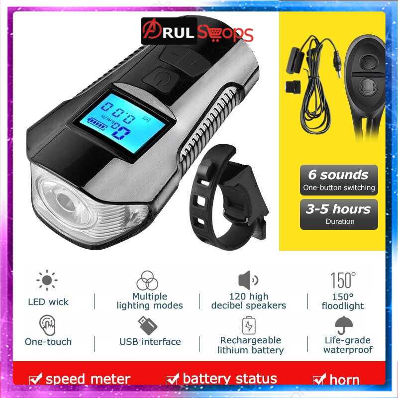 TaffSPORT Lampu Klakson Sepeda LCD Waterproof+Speedometer XA-585