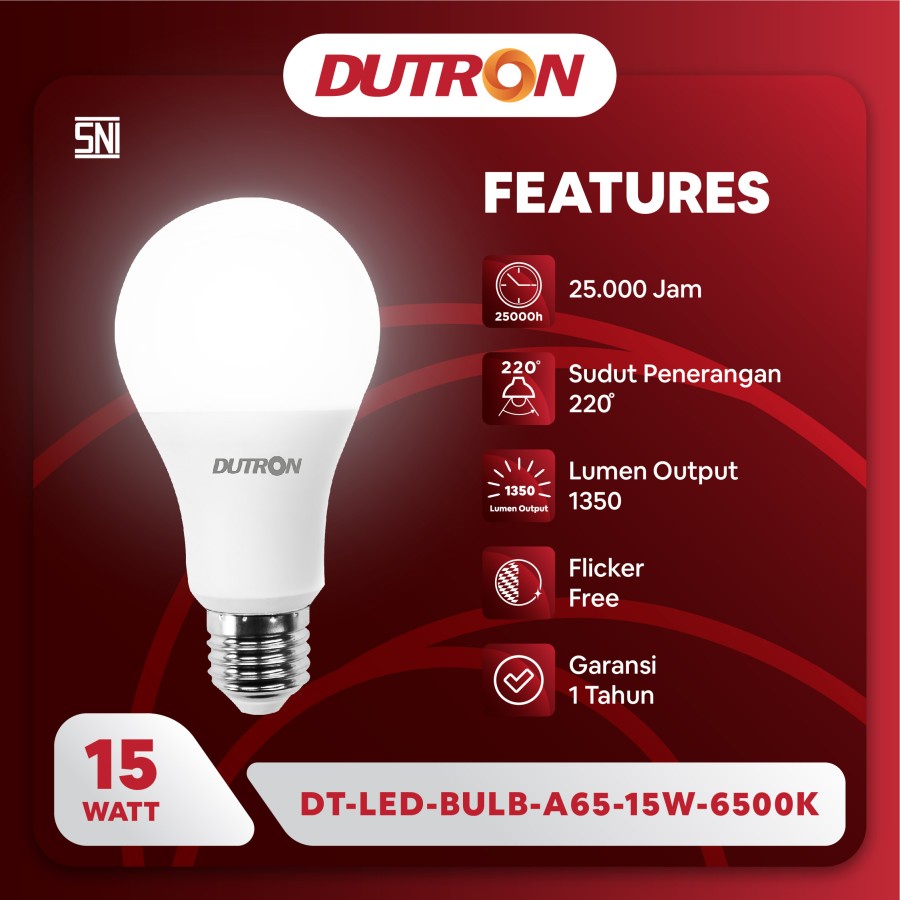 Lampu LED DUTRON 15W 15Watt PUTIH Lampu Bohlam LED DUTRON 15 W PUTIH