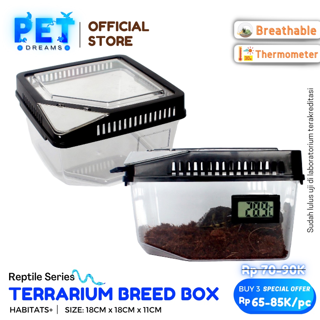 KANDANG H7 KOTAK TERARIUM TEMPAT REPTIL AMFIBI SERANGGA ENCLOSURE FEEDING BOX TARANTULA GECKO