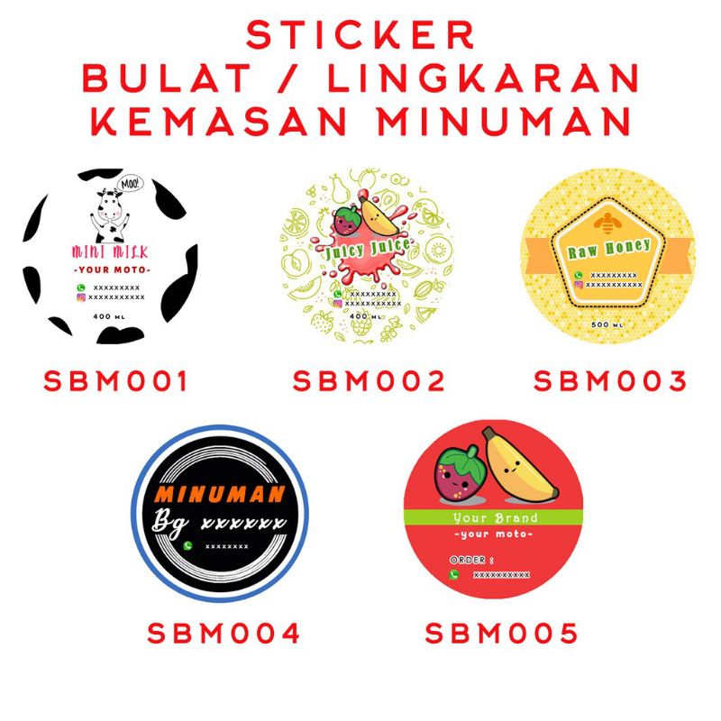 

Stiker produk makanan minuman cutting bulat