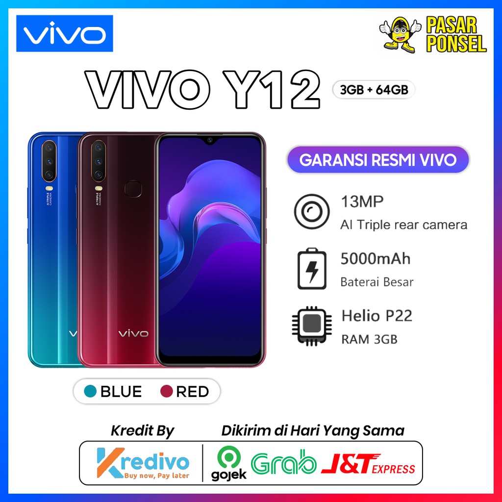 HP VIVO Y12 RAM 3/64GB GARANSI RESMI TERMURAH SE SURABAYA