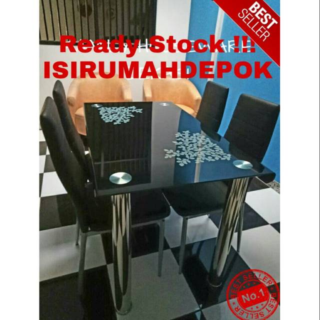 1 Set Meja Makan Kaca 4 Kursi Set Modern Minimalis 1 Set Meja Makan Kaca 4 Kursi Set Modern Minimalis