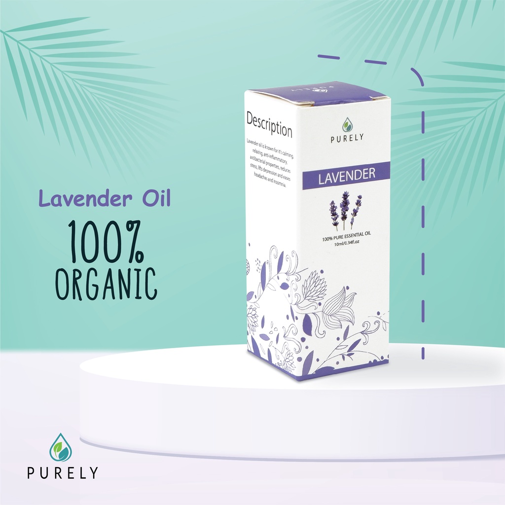 PURELY  Lavender essential oil dapat digunakan oleh anak-anak dan ibu hamil, Therapeutic-Grade 10ml
