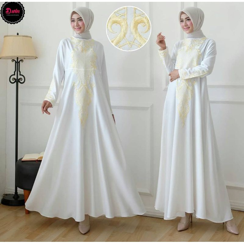 REAL PICT  ABAYA NOVA / ABAYA ARAB PUTIH HITAM MEWAH MURAH