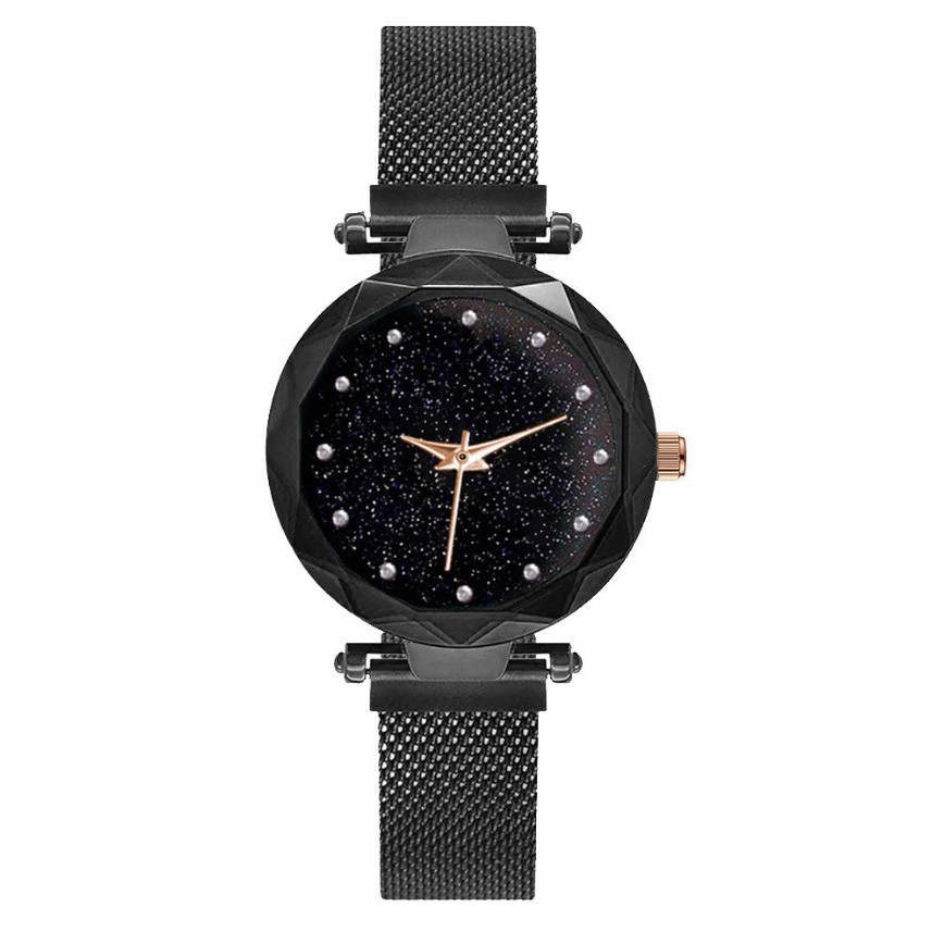 Jam Tangan Wanita:Korea Fashion GALAXY Star,Magnet Mesh Milan Band Starry Night Sky Kuarsa Watch