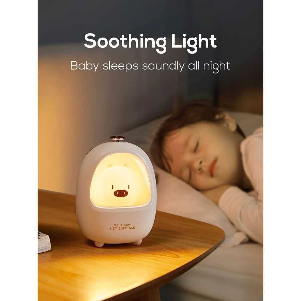 Lampu Penerangan Tidur Desain Lucu Anak LED RGB Light Model Piggy 1200mAh LOENDE - 7RLL90WH