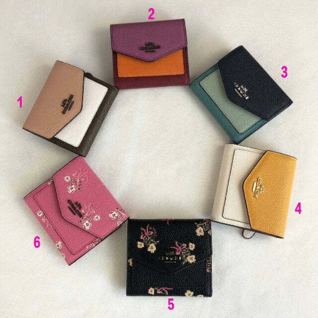 coach wallet floral keychain set dompet box