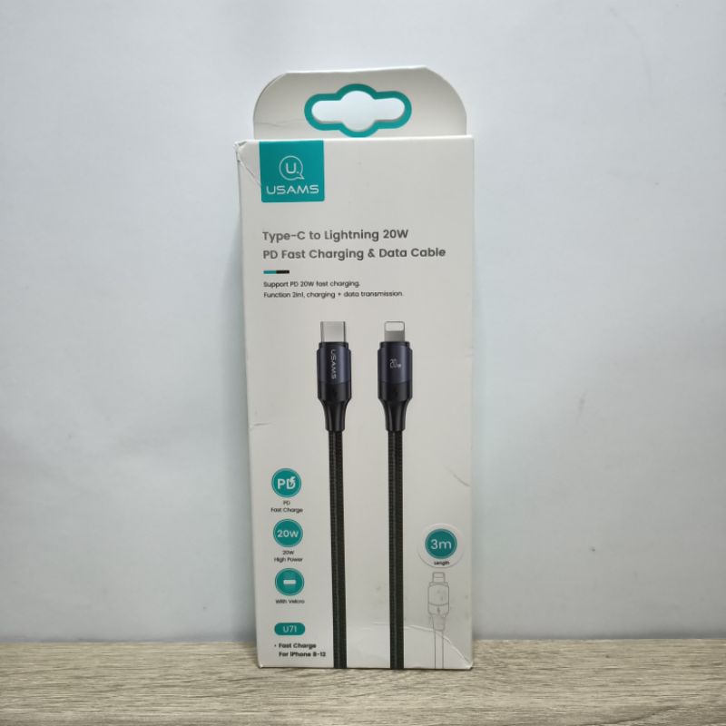 USAMS U71 Kabel Data Fast Charging Type C to Lightning 20W