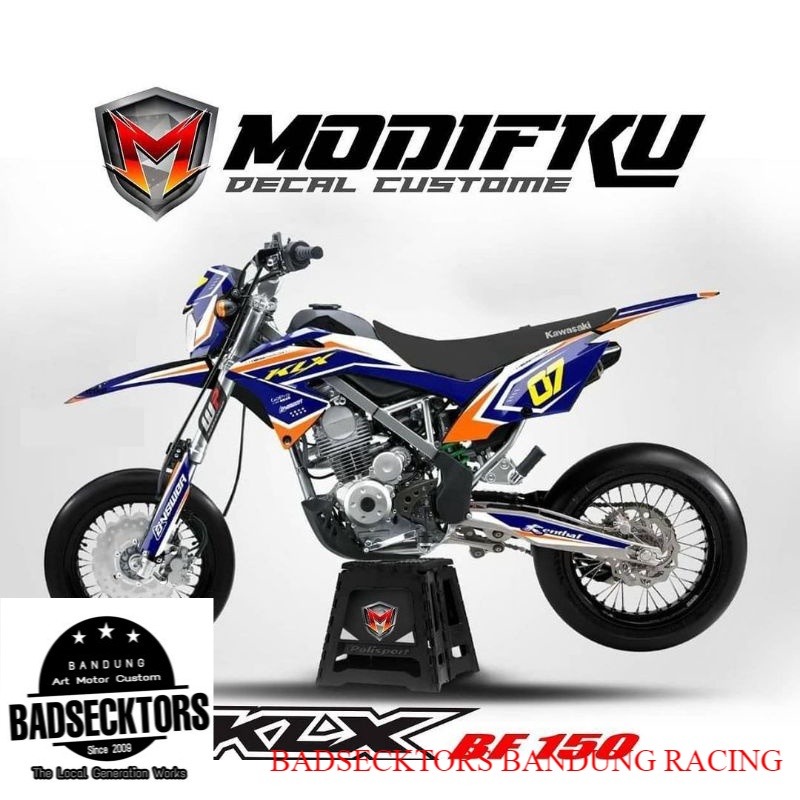 STICKER DECAL KAWASAKI KLX BF 150 BLUE ORANGE 07 keren