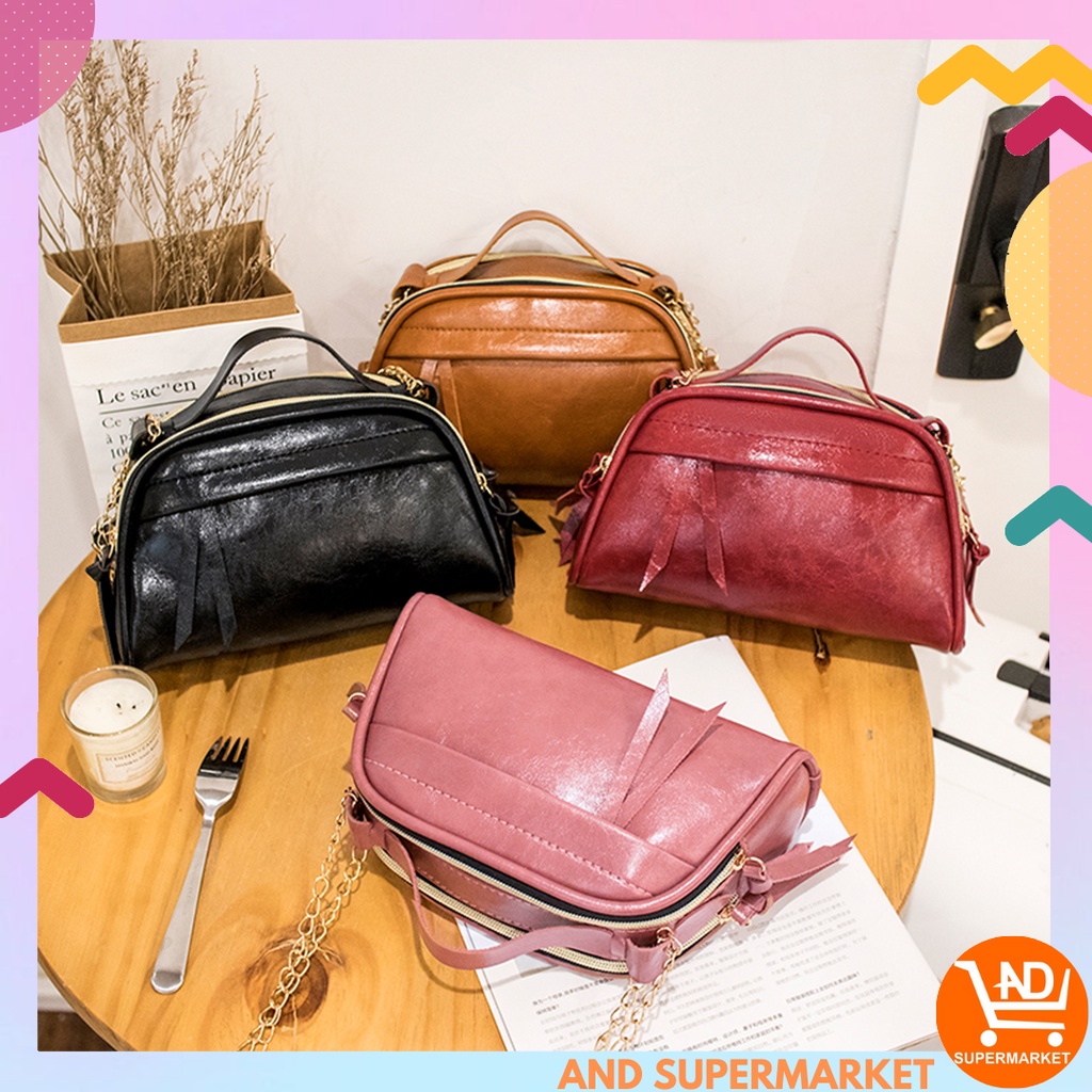 AND COD T167 Tas Selempang Wanita Tas Import Tas Wanita Sling Bag Wanita Top Handle Bag PU Hits COD