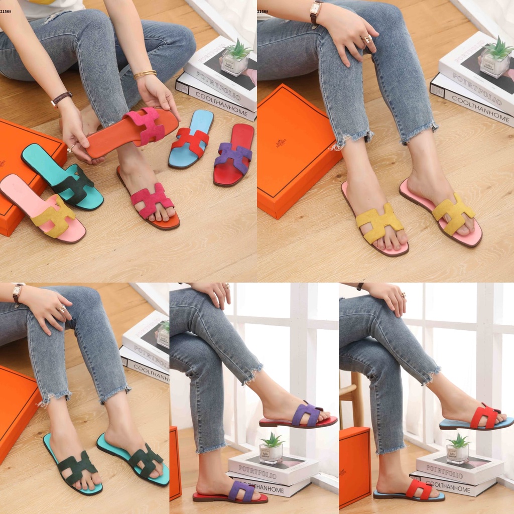 Oran In Suede Goatskin C12156 And H Cut-Out Flat Sandal