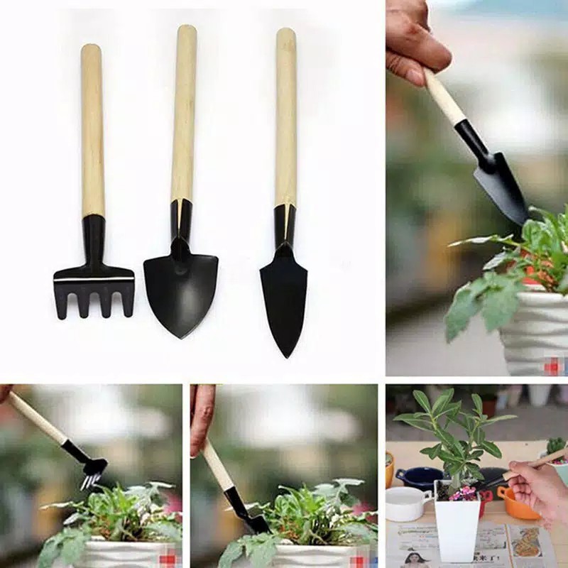 HOKKITERUS21 Sekop Skop garukan cangkul set mini 3in1 alat berkebun tanam garden tools