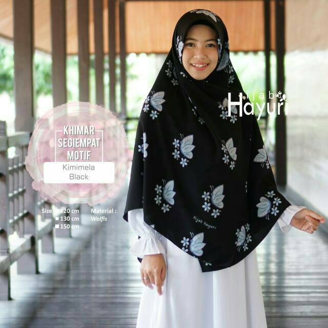 Hijab Hayuri Khimar Segiempat Motif Kimimela