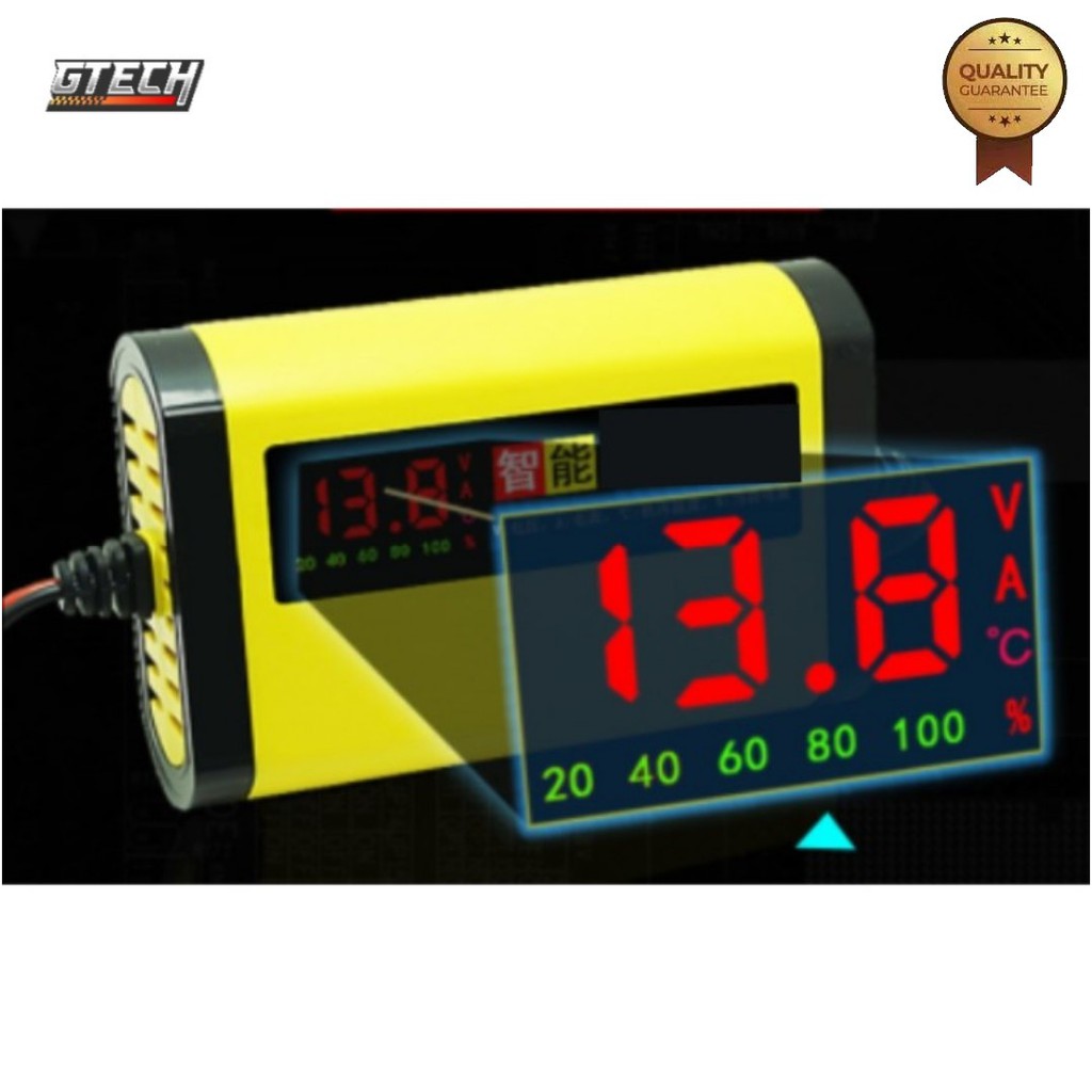 Charger Aki Portable 2A/12V Mobil Motor Digital Display Casan Aki Alat Cas Aki Carger Aki
