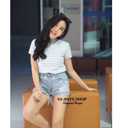 VS - GIANT BASIC HAYNECK STRIPE TUMBLR TSHIRT BAJU KAOS WANITA TERMURAH