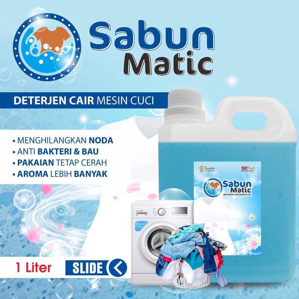 Sabun Cuci Baju Deterjen Matic Cair Aroma Segar Kemasan 1 Liter Jerigen + Free Bubble Wrap