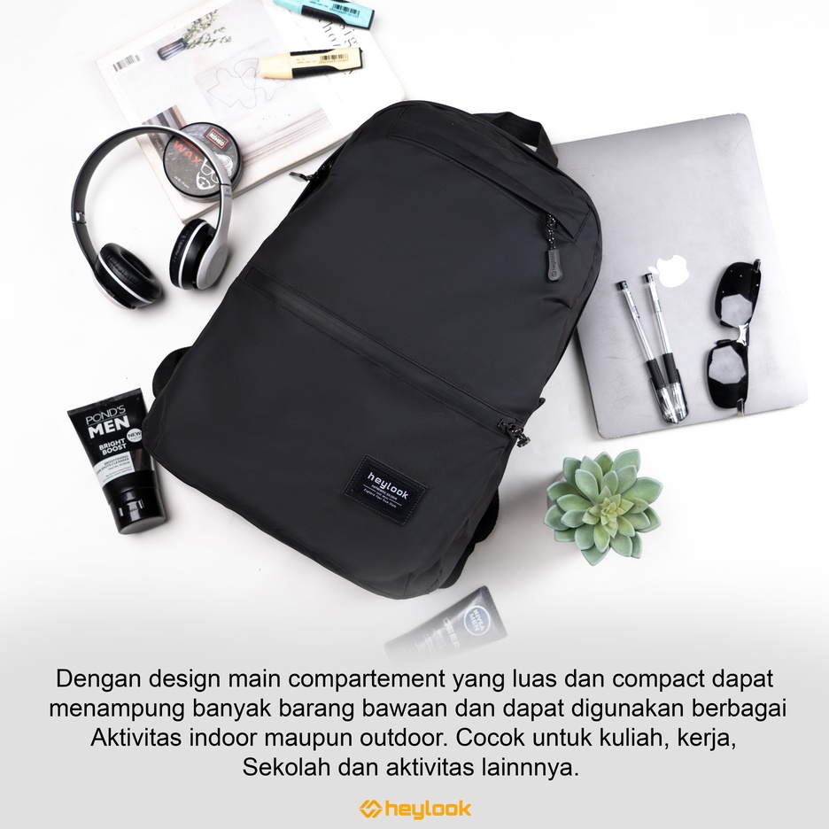 Tas Sekolah Pria Tas Ransel Cowok Backpack Laptop Anti Air Tas Backpack Laki Laki Hitam Polos Tas Punggung Pria Simpel Design