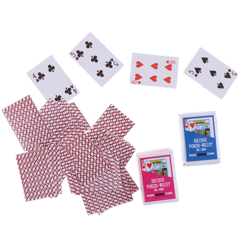 {LUCKID}1:12 Miniature Games Poker Mini Dollhouse Playing Cards For Dolls Accessory