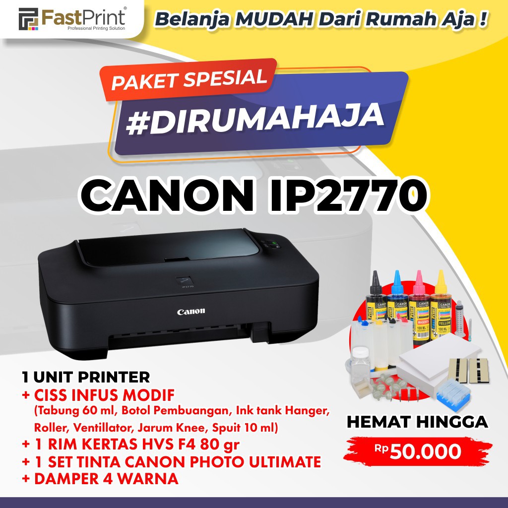 Promo Printer Canon Ip2770 Plus Tinta Photo Ultimate Hvs F4 1 Rim Shopee Indonesia