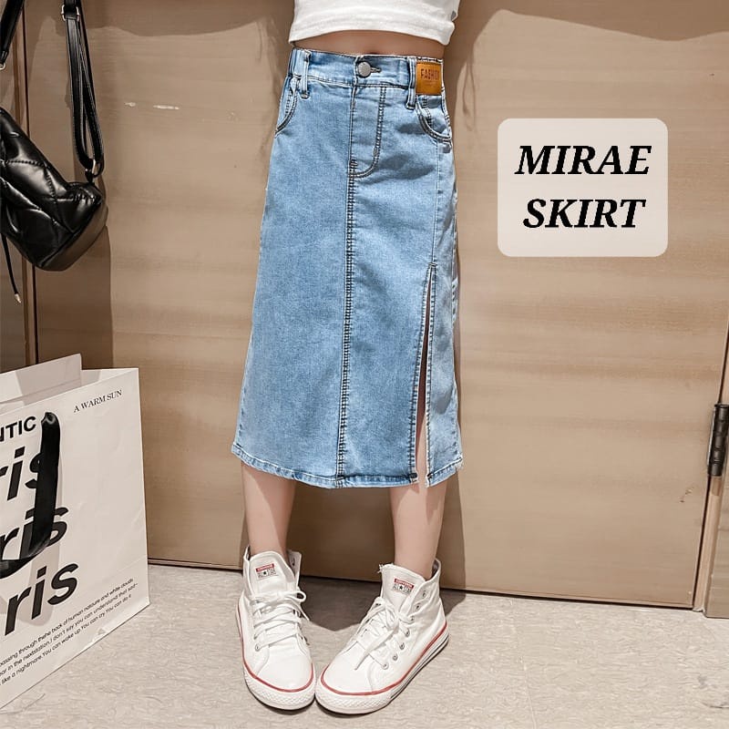 BAJUKIDDIE MIRAE SKIRT ROK JEANS JINS DENIM ANAK REMAJA PEREMPUAN KOREA IMPORT FASHION CASUAL CEWEK