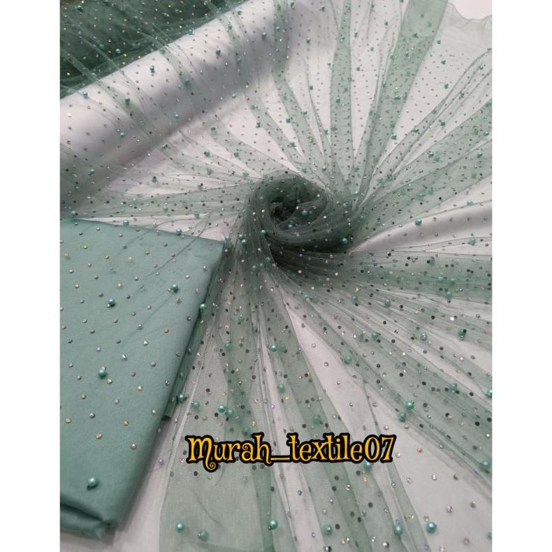 Kain Tile Swarovski Mutiara Payet/ Tulle Swarovski Mutiara Payet