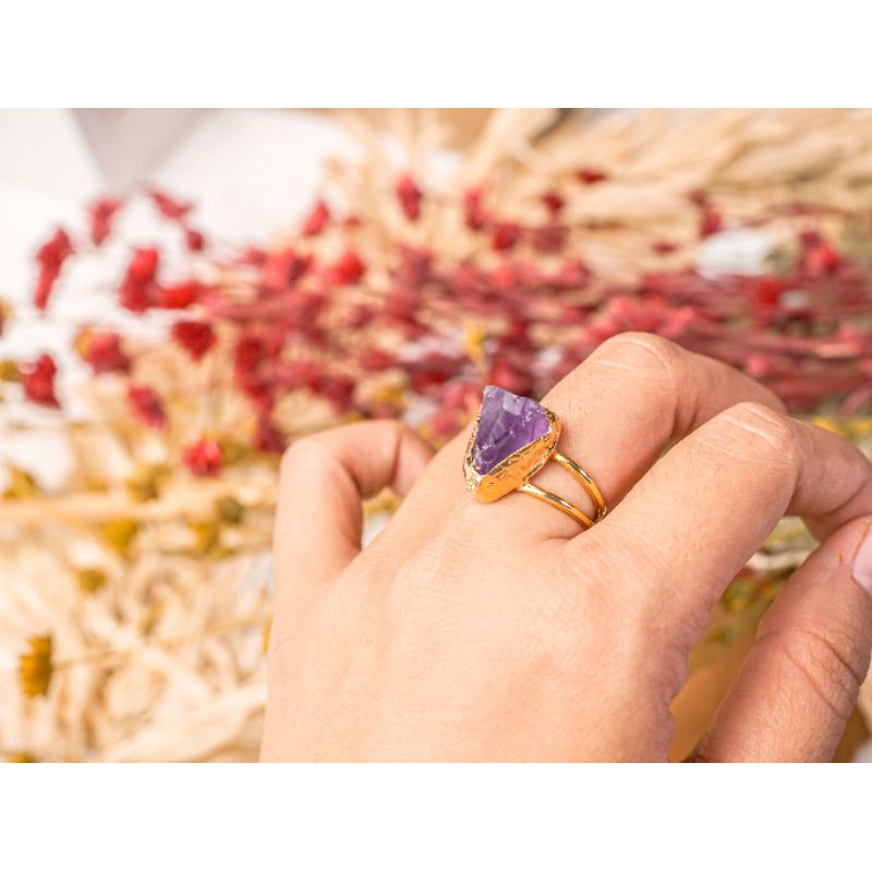 Cincin Batu Alam Amethyst Asli Turki