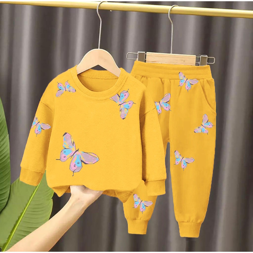 PROMO-SETELAN SWEATER JOGGER ANAK PEREMPUAN 1-5 TAHUN SETELAN  KUPU KUPU ANAK PEREMPUAN BAJU ANAK PEREMPUAN SETELAN ANAK PEREMPUAN SETELAN MUSIM DINGIN BAJU ANAK TERLARIS