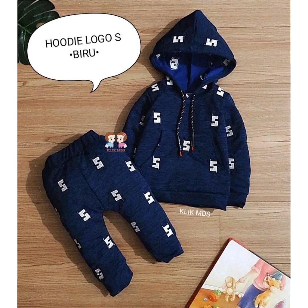 Setelan Anak Bayi Laki-Laki Motif Hoodie SQ Dan Celana Usia 0-2 Tahun