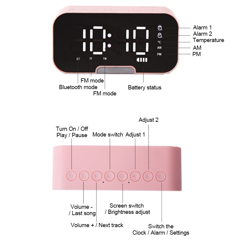 Speaker Jam Bluetooth Portable Wireless FM Radio Wireless Bass Mini Stereo LED Display Alarm