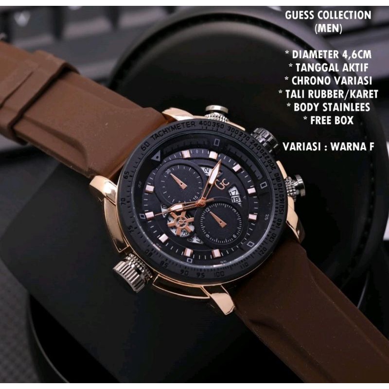 Jam Tangan G-Collection Rubber Chrono Tgl Aktif Jam Tangan Pria GC Jam Tangan Fashion