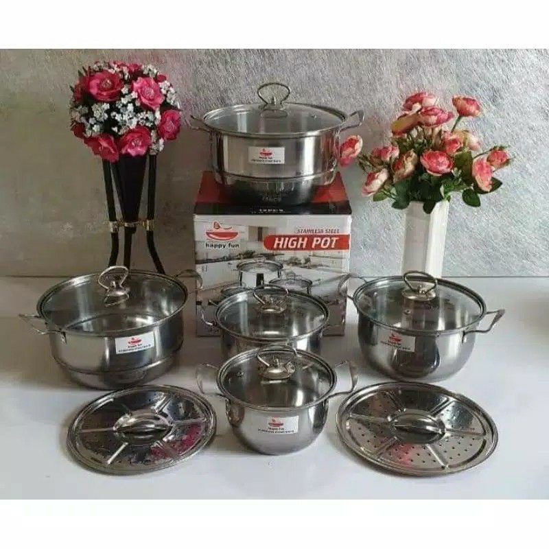 PANCI SET HIGH POT STAINLESS STELL HAPPY FUN
