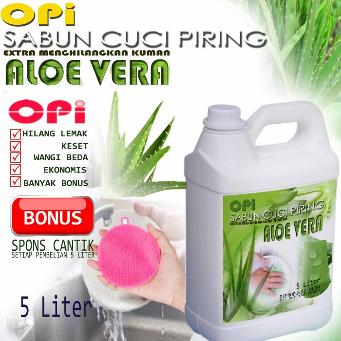 Sabun Cuci Piring 5 Liter Aloe vera &amp; 8 varian wangi lain bonus spons New Formula sudah ada izin edar resmi by Oke sabun suplayer