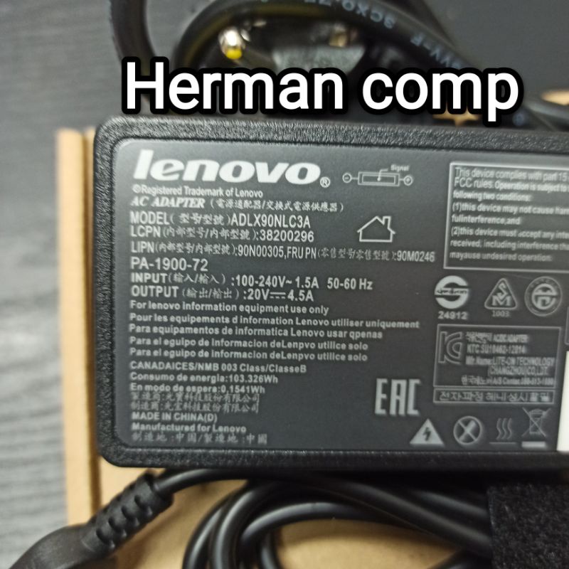 Original Adaptor/Charger Lenovo ADLX90NLC3A 20V 4.5A USB KOTAK 90W