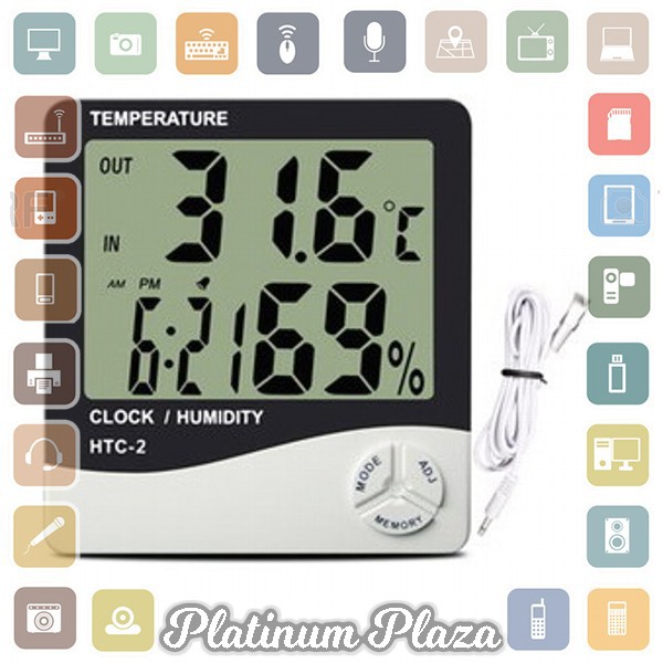 Digital Multifunction Temperature, Humidity Meter with Clock Alarm, Date, Week Calende`6FRNHN- White