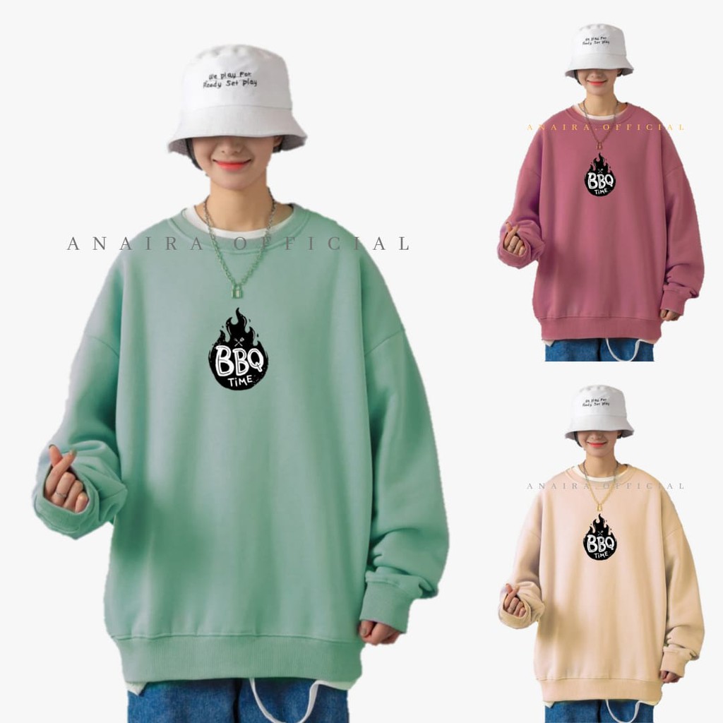 SWEATER OVERSIZE UNISEX PRIA WANITA BBQ TIME