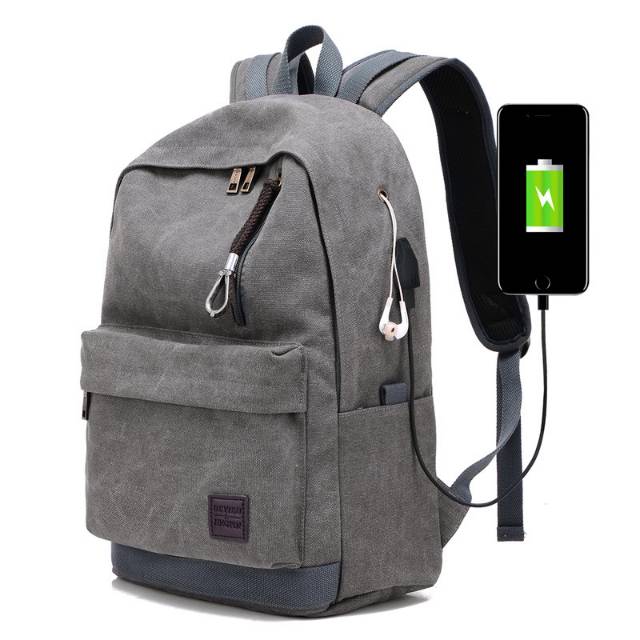 Tas ransel backpack Tas Sekolah pria wanita kanvas import with usb port Original DXYIzu bag