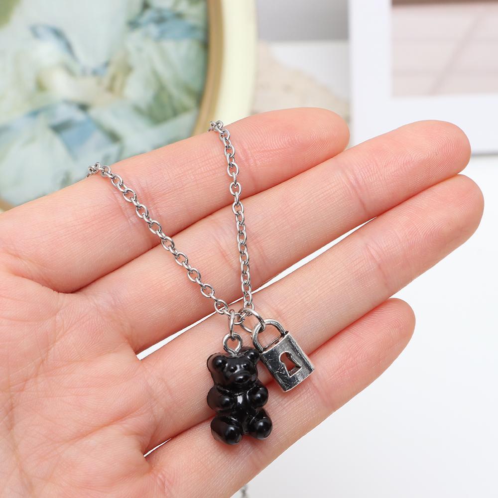 Kalung Liontin Beruang Nanas Trendi Glamour Hadiah Pesta Rantai Ganda Liontin Choker