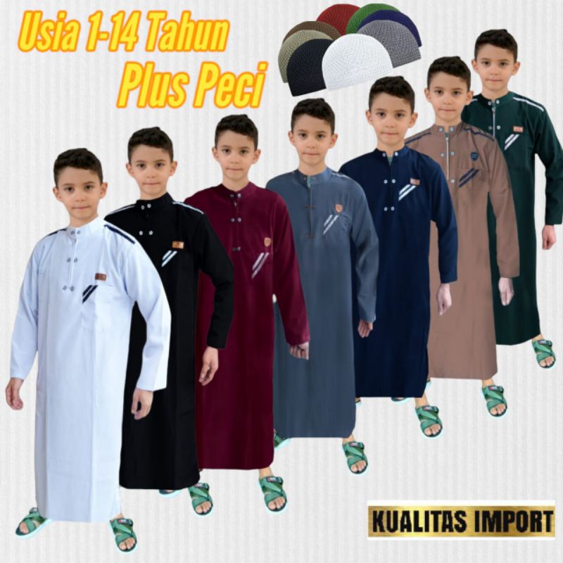 AR-RIZQI/Jubah anak laki laki terlaris usia 1-15 Tahungamis anak baju koko arabic