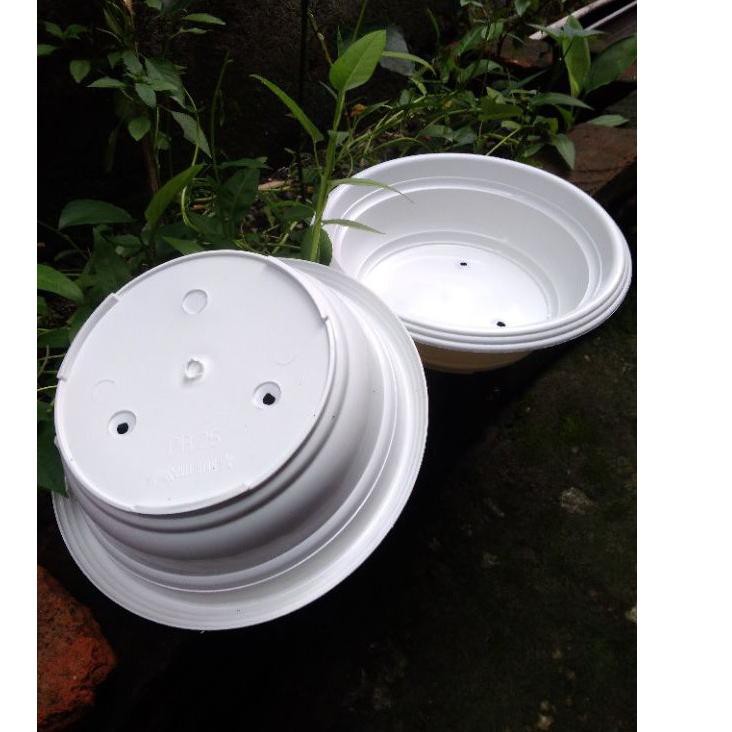 Diskon19% Pot Bonsai 30 Cm warna putih tebal berlubang vas bunga