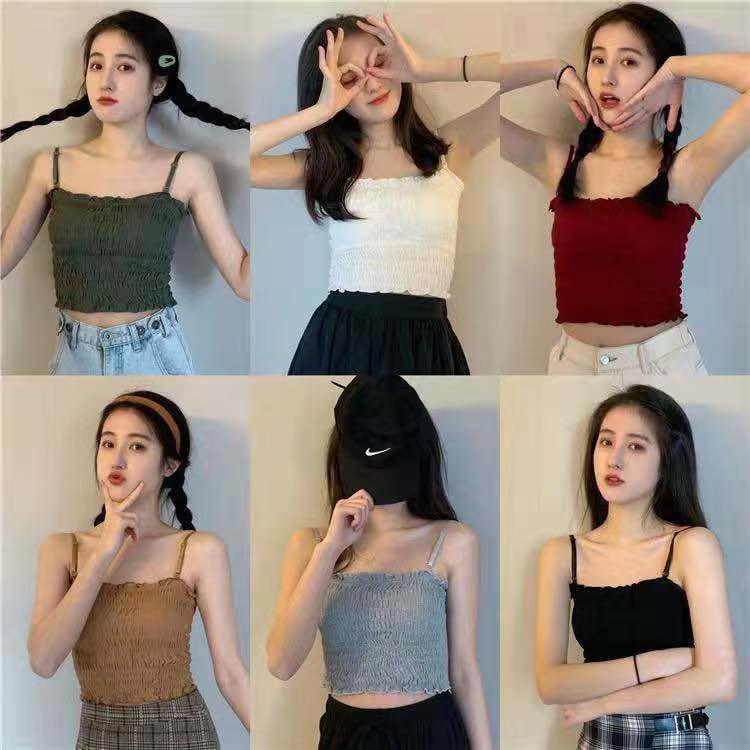 GO! BR509 TankTop Crop Top Bra Korean Style Bahan Katun Import Tali Lepas Pasang cod