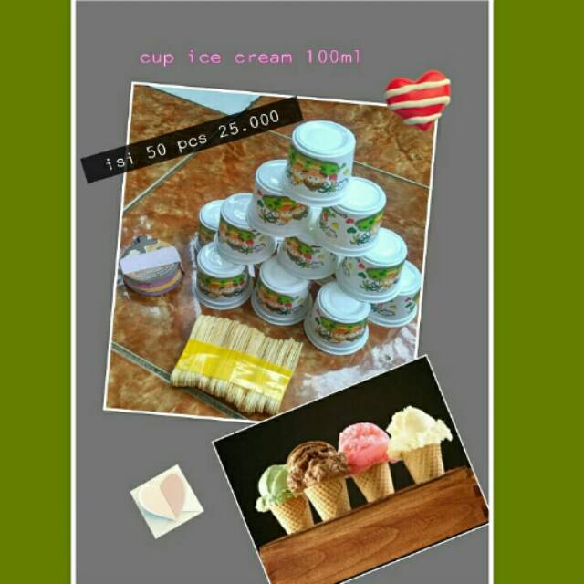 Cup ice cream + tutup + sendok 50 pcs